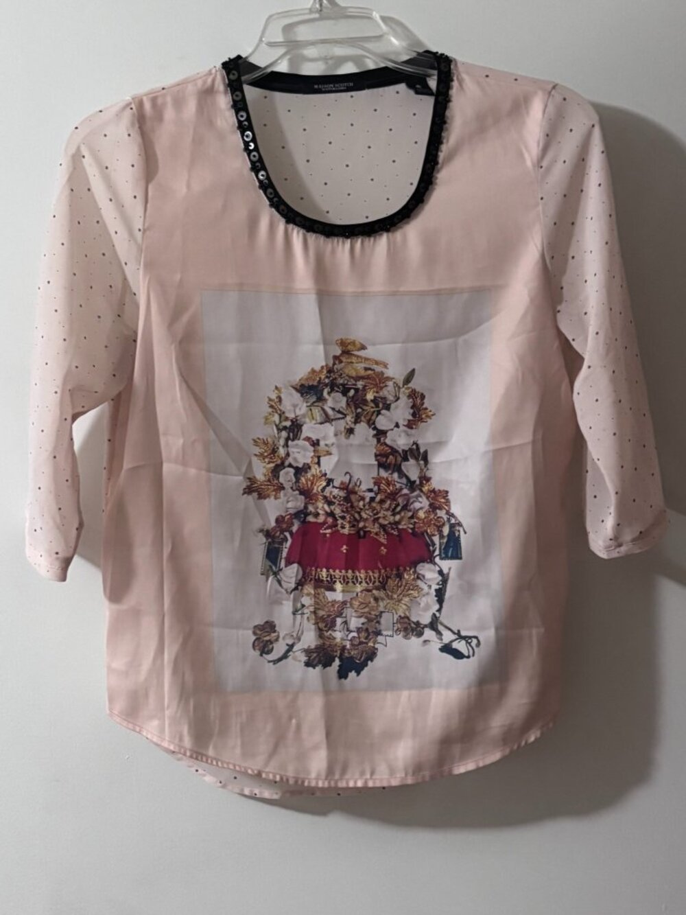 Maison Scotch Scotch & Soda Sheer Star Beaded Graphic Top Light Pink Size 1 S